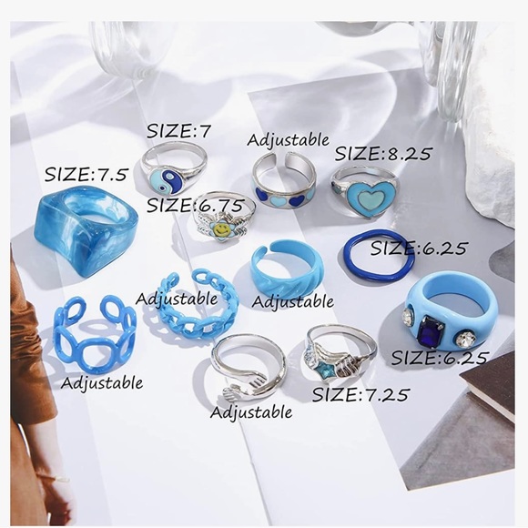 12 PC Knuckle Ring Set for women/girls, stackable boho snake finger rings. - Picture 2 of 5